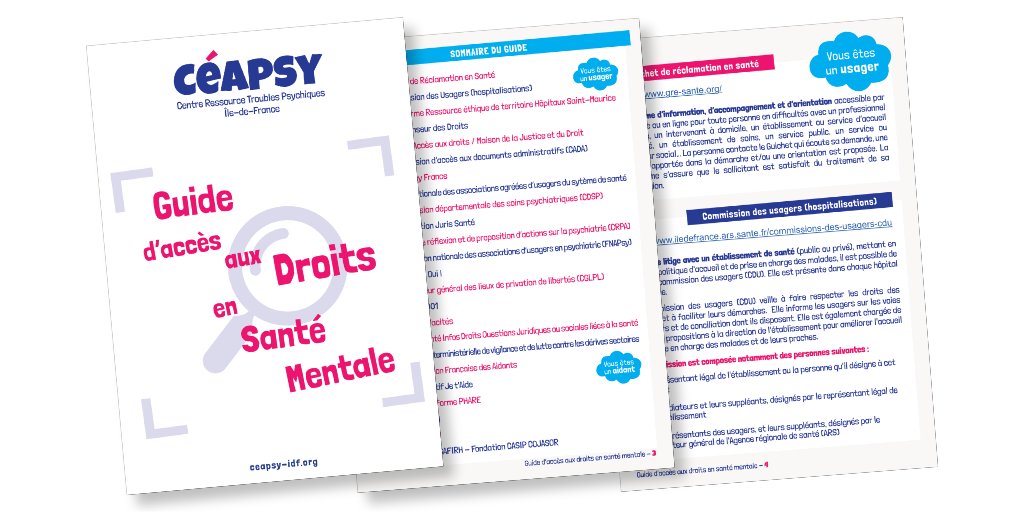 🧠⚖️ Le Céapsy met à votre disposition un guide d'accès aux #droits en #santémentale en <a href="/iledefrance/">Région Île-de-France</a>, disponible au lien suivant:

▶️ bit.ly/3B9gpsZ

<a href="/ClubhouseFrance/">Clubhouse France • santé mentale</a> <a href="/SanteMentale/">Santé Mentale</a> <a href="/JurisSante/">JurisSanté</a> @droit_pluriel <a href="/ajirpsyfr/">AJIR PSY</a> <a href="/Fr_Assos_Sante/">France Assos Santé</a> <a href="/66Mimpatients/">66Mimpatients</a> <a href="/SouffrTravail/">Souffrance & Travail</a>