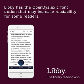 📚 Reading should be for everyone!
The Libby app offers an OpenDyslexic font option to make ebooks easier to read for people with dyslexia.

Tap Aa in Libby’s settings to try it today! 💙
#LibbyApp #DyslexiaAwareness #AccessibleReading #LibrariesForAll