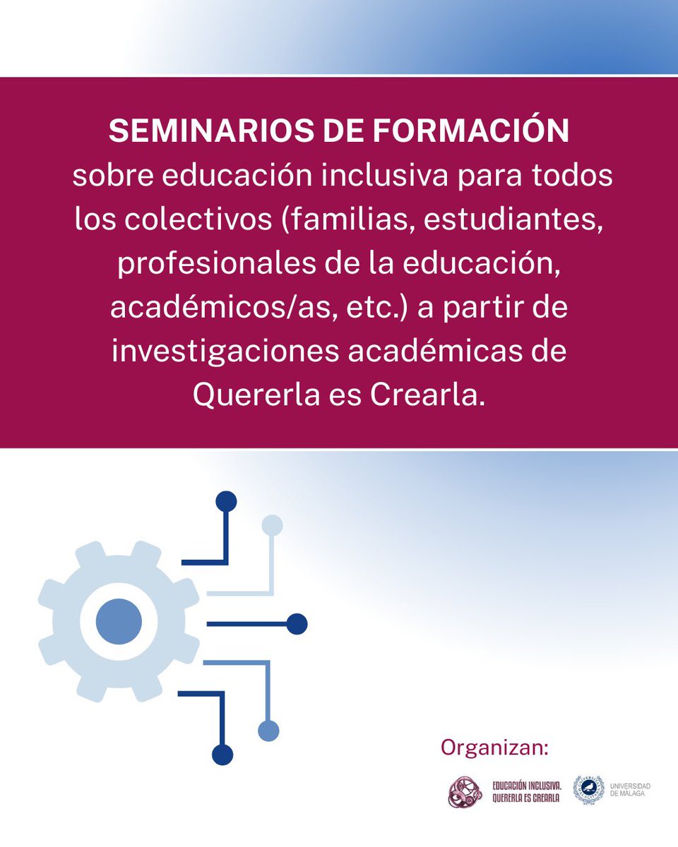 ⚙️Comenzamos una serie de Seminarios de Formación a partir de investigaciones académicas de Quererla es Crearla.

Este proceso es una devolución para que toda la comunidad siga fortaleciendo sus argumentaciones y construyendo propuestas. 

decidimoseducacioninclusiva.uma.es/processes/Form…