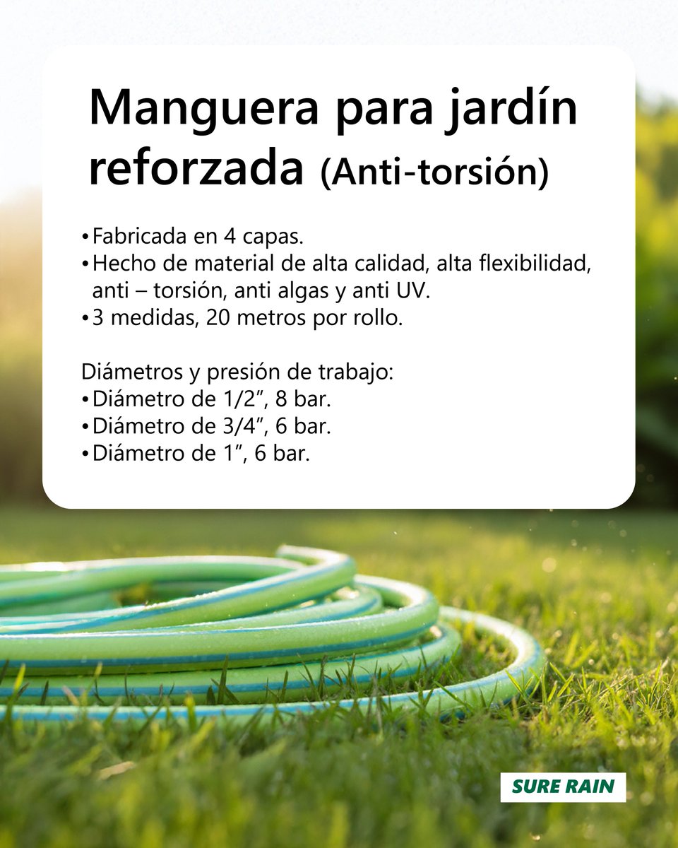 SureRain's tweet image. 🌱💧 En Sure Rain contamos con una línea de productos para el hogar: mangueras, aspersores, lanzas y accesorios pensados para el riego de jardines y espacios verdes.

👉 Somos mayoristas de insumos para riego y agua.