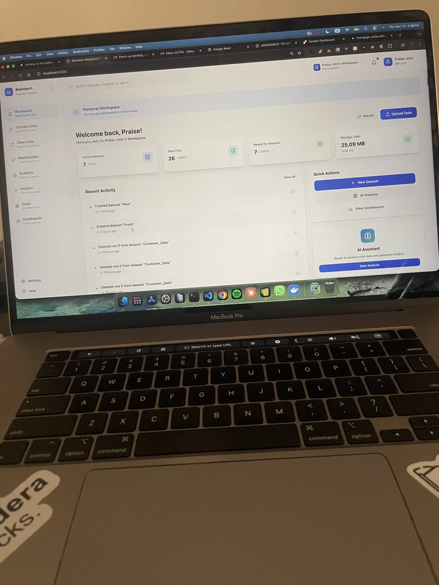 Prime_Developer's tweet image. Into the second month of building @bwintech_  Data Analytics Platform. Definitely gonna be a game changer 
Purpose is to make Data Analysis quicker and easier 😁
#DataDriven #SoftwareDevelopment #DataAIWorldTour
