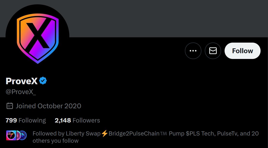 PSA. SCAM WARNING!
The twitter ProveX_ (has underscore) IS A SCAM

x.com . ProveX_  (breaking link for security).

Some community members are following it, please tag them and let them know that they are following a scam account.
