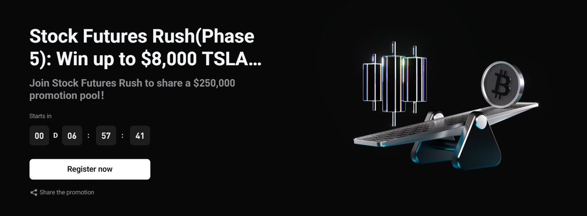 CryptoComm7's tweet image. 🎁 Trade popular stock futures and share $250,000 in equivalent TSLA tokenized shares: 
bitget.com/launchhub/trad…

⏰ Promotion period: November 10, 2025, 13:30 - November 15, 2025, 16:00 (UTC)