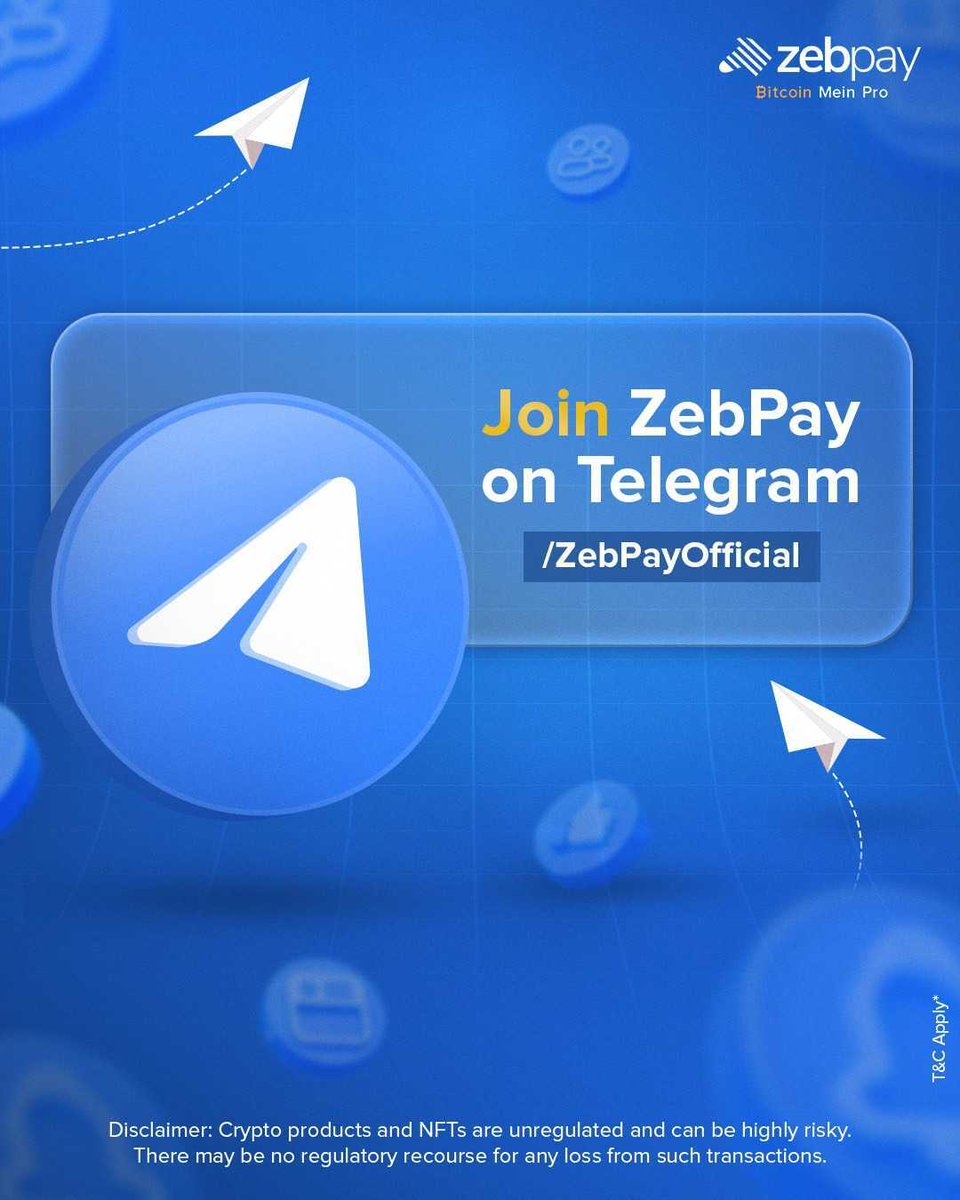 The only Telegram channel you need for all things ZebPay 💙
Join now → t.me/zebpayofficial

#Crypto #Bitcoin #ZebPay
