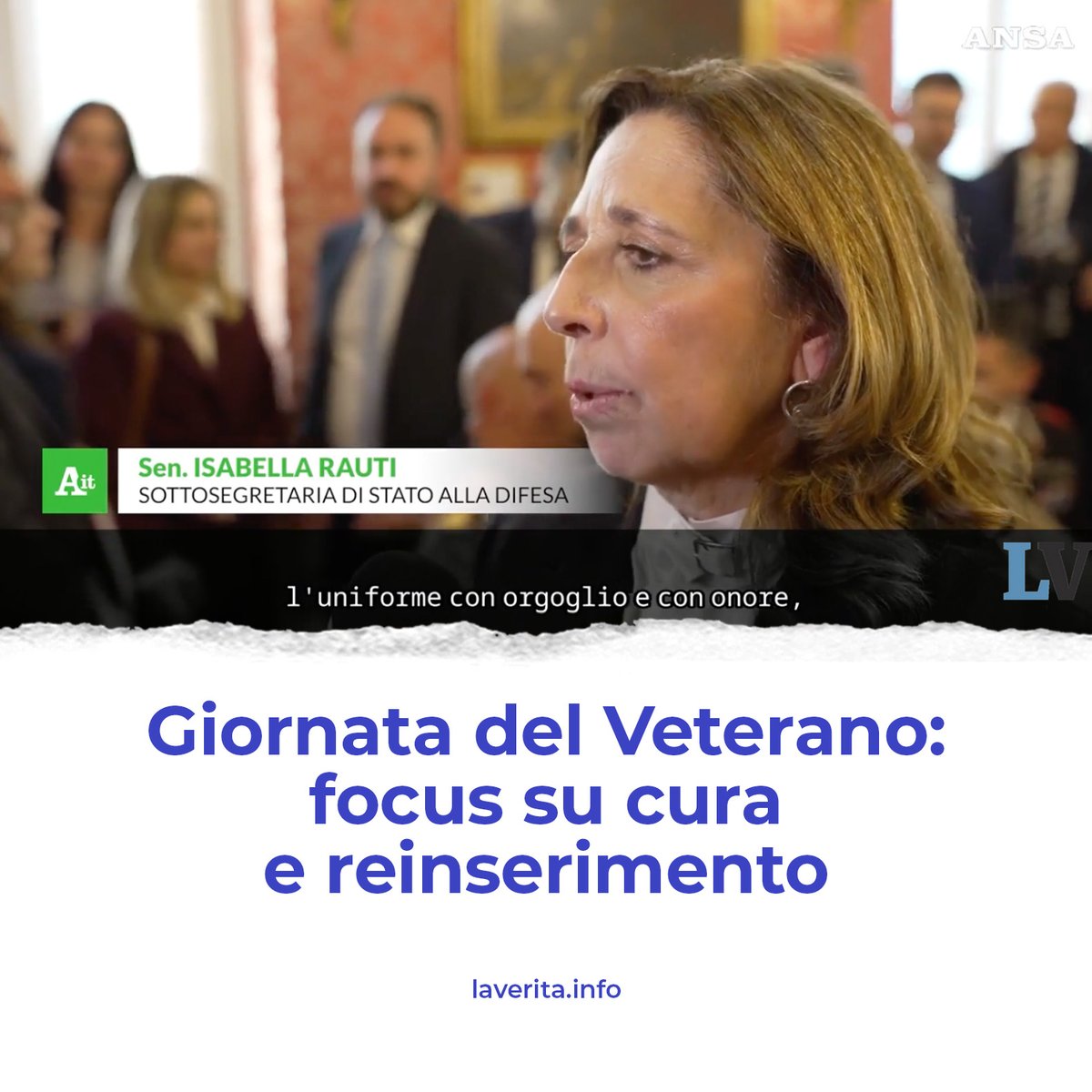 isabellarauti's tweet photo. Giornata del Veterano: focus su cura e reinserimento - @LaVeritaWeb  
⬇️
https://t.co/6R7C26pD9w

#11novembre #GiornataVeterano #VeteranoDifesa #VeteranoMissioni #Veterano #CUFA #ForzeArmate #culturadellaDifesa #Disabilita #IstitutoScienzeBiomedicheDifesa #WRNMMC_DHA #ScuolaUniversitariaSantAnna #PoliclinicoGemelli #UniversitaSapienza #inail

@GuidoCrosetto @MinisteroDifesa @SM_Difesa @Esercito @ItalianAirForce @ItalianNavy @_Carabinieri_