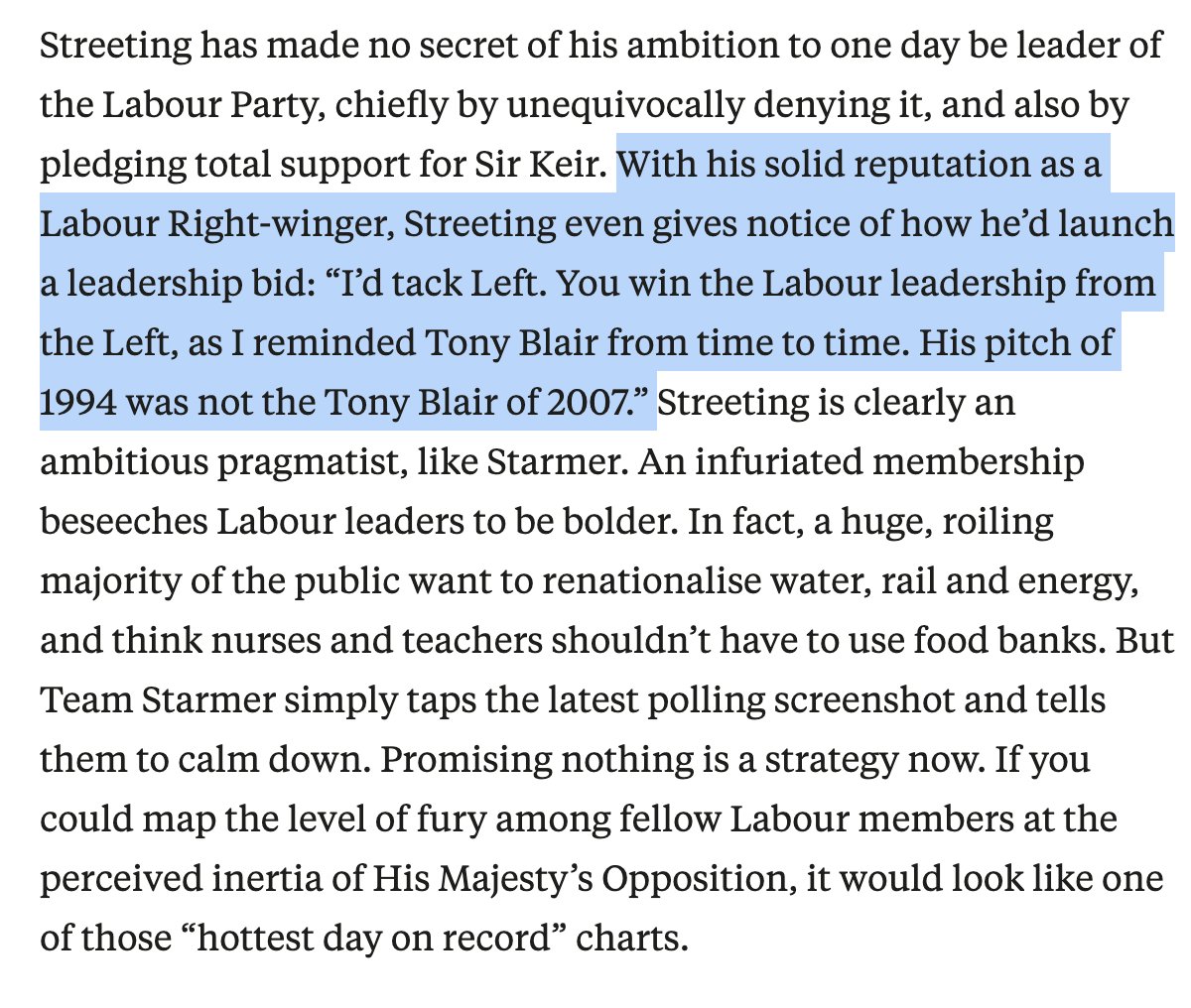 Wes Streeting *is* plotting and conniving to become leader of the Labour Party.

That fact is being lost in the noise.

And in 2023, he even revealed the strategy he's executing now:

"I’d tack Left. You win the Labour leadership from the Left..."

unherd.com/2023/07/wes-st…