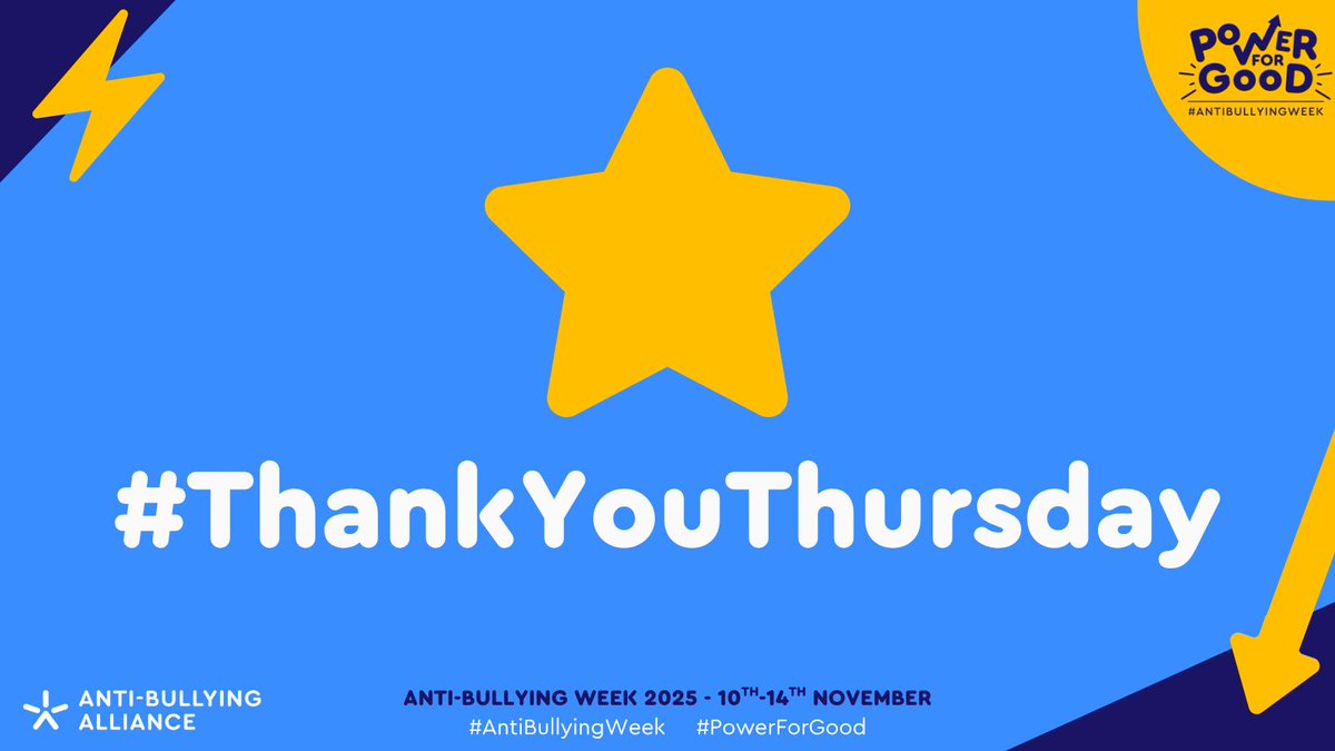 ABAonline's tweet image. ✨ Today is #ThankYouThursday!

Join us in celebrating someone who’s used their #PowerForGood to help end bullying

💙 a friend who stood up for someone  
💙 a teacher who created an inclusive classroom  
💙 a colleague who challenged unkind behaviour
💙&amp;amp; more!  

[1/12]
