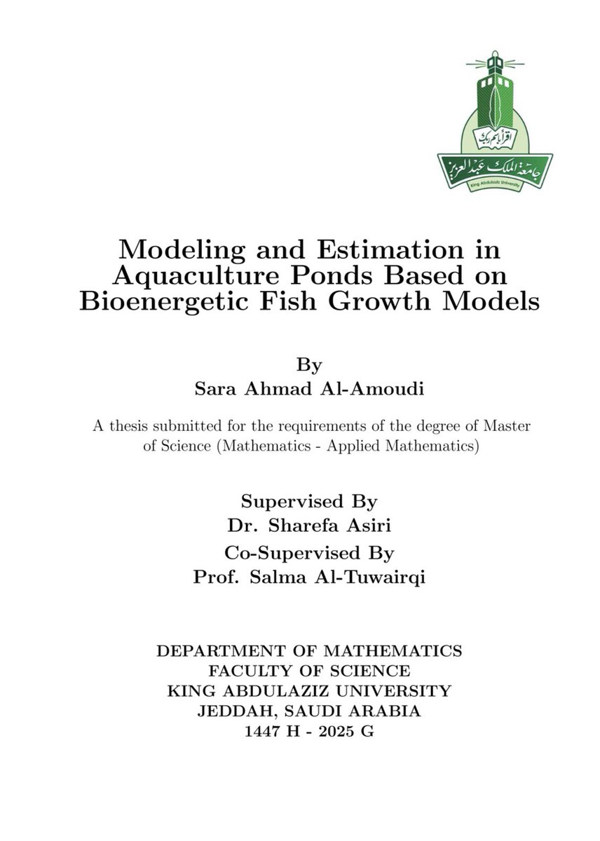 يهنىء قسم الرياضيات الطالبة سارة أحمد محمد العمودي لاجتيازها مناقشة رسالة الماجستير كما يشكر لجنة المناقشة المكونة من أ.د. منار عبدالكريم القضاة ممتحناً خارجياً و د. سمية عبدالله بتوه ممتحناً داخلياً ولمشرفي الطالبة د. شريفة محمد عسيري و أ.د. سلمى محمد الطويرقي على الإنجاز.