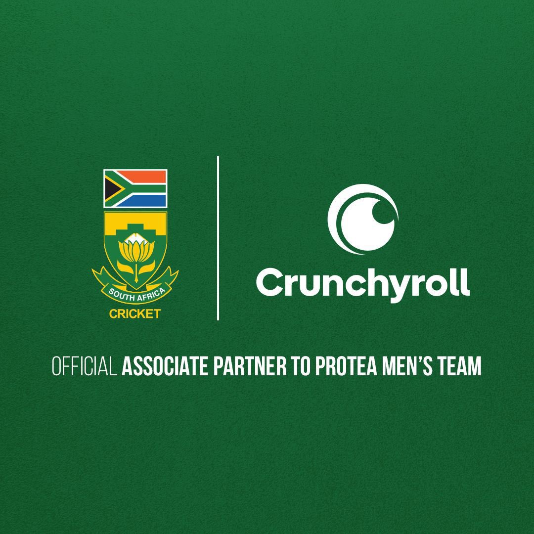 ProteasMenCSA's tweet image. Cricket South Africa (CSA) has today announced Crunchyroll, a global leader in anime, as the Associate Team Sponsor to the Proteas Men’s series in India, taking place from 14 November to 19 December. 

Crunchyroll’s logo will feature prominently on the back of the Proteas Men’s…