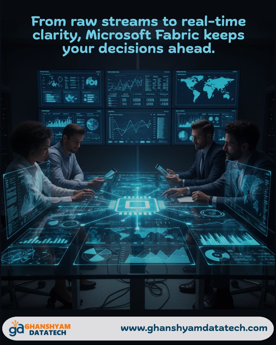 GhanshyamDTech's tweet image. Stop waiting. Fabric turns raw streams into instant, actionable insight.

One platform for Big Data and Real-Time Analytics stays proactive, not reactive.

#MicrosoftFabric #RealTimeAnalytics #StreamingData #CloudAnalytics #DataDriven #DigitalTransformation#GhanshyamDataTech