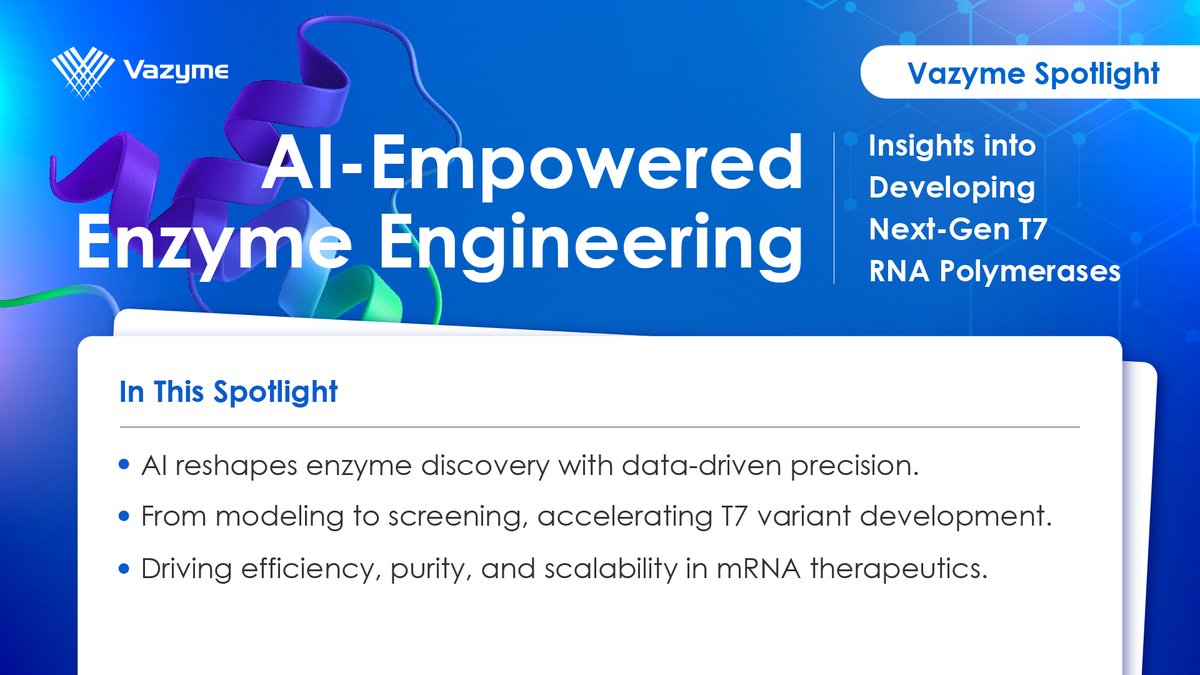 The mRNA field is entering a phase where IVT performance is increasingly defined by the enzyme behind it. 👉 Read the full article to see how next-gen T7 variants are shaping this shift and influencing the next stage of mRNA manufacturing>>bit.ly/4p6IJUG

#mRNA #IVT