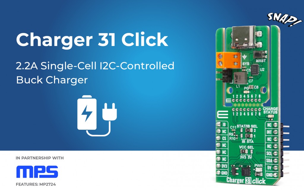 mikroel's tweet image. ⚡ Power up smarter – charge Li-ion &amp;amp; Li-poly fast with Charger 31 Click! mikroe.com/blog/charger-3…