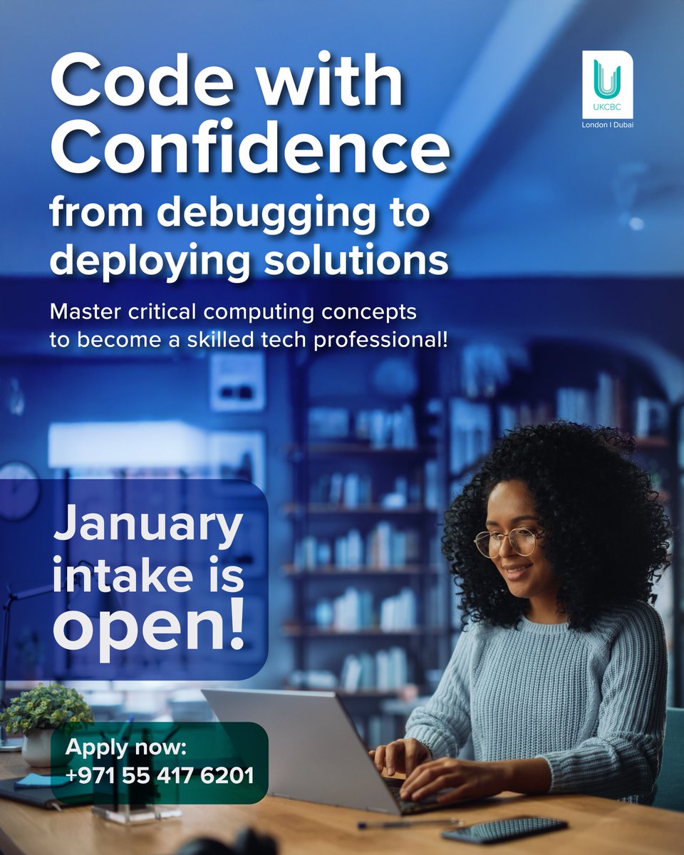 UKCBCUAE's tweet photo. Pearson BTEC Level 5 Higher National Diploma in Computing
Covers core areas of modern computing, including both technical and theoretical concepts.
Project-based assessments with a focus on real-world IT skills.
#StudyComputing #FutureReady #UKCBCDubai #PearsonBtec https://t.co/ORRi386Fpn