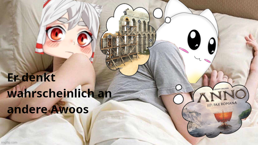Es ist nicht so, wie es aussieht. Ich denke ganz bestimmt nicht täglich an das römische Reich. ^^'

Später dann zusammen mit <a href="/AkeAwookami/">Ake 朱 | VTuber 🇩🇪 | Ōkami Schutzgöttin 🐺🍁</a> Aquadukte bauen. :3

#VTuberUprising #GERVtuber
