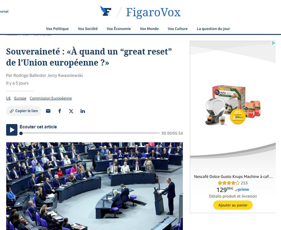 About the European Union reform project by <a href="/OrdoIuris/">Instytut Ordo Iuris</a> and <a href="/MCC_Budapest/">Mathias Corvinus Collegium</a> on the website of the French center-right daily Le Figaro. It is the most widely read news portal in France.

The publication appeared just a few days after we presented this project in Paris, together with