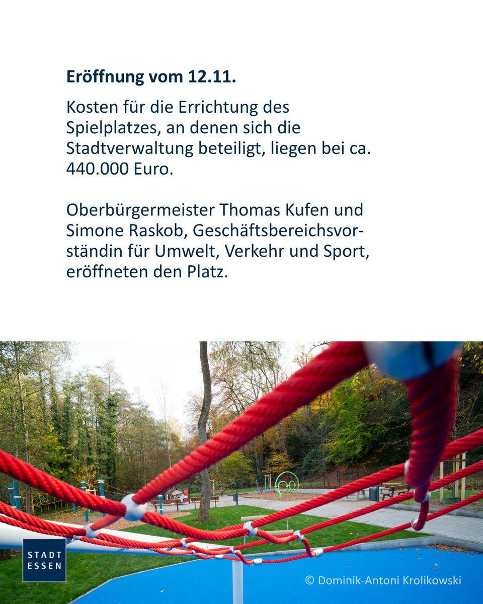 Essen_Ruhr's tweet image. In Kettwig wurde gestern ein neuer Spielplatz eröffnet! 🎉  Am Berschener Weg finden Kinder jeden Alters ihren neuen Lieblingsort.

ℹ️t1p.de/SpielplatzBers…
📸 © Dominik-Antoni Krolikowski

#stadtessen #essenruhr #spielplatz