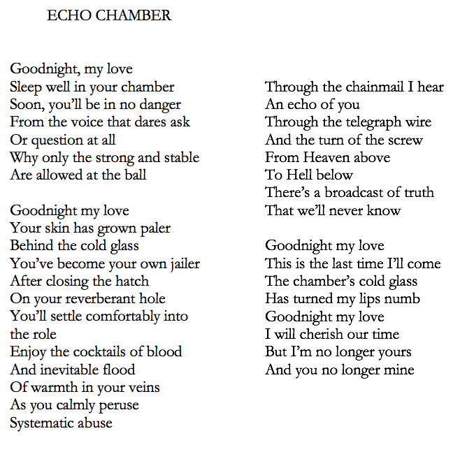 A_J_Reid's tweet image. A wee lament/warning about echo chambers from MARSHMALLOW: #poetry #MSM #mindcontrol