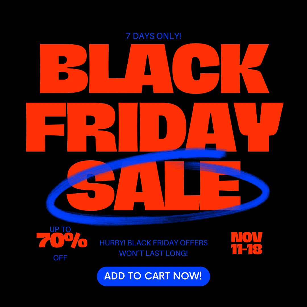 🖤 ブラックフライデーセール開催中！ 🖤
7日間限定✨ 最大70%OFF！
このチャンスをお見逃しなく👀
⠀
📅 11月11日〜18日