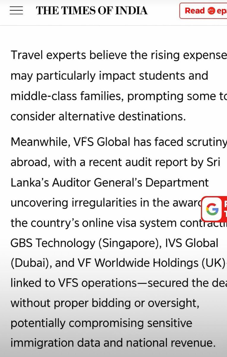 ChandanSharmaG's tweet image. आज एक बेहद चिंताजनक मुद्दे पर बात करना चाहूँगा

VFS Global जैसी एकल कंपनी पर पूरा वीज़ा सिस्टम निर्भर होना किसी भी देश के लिए खतरनाक है और अब इसका नतीजा आम भारतीय भुगत रहा है

यूरोप जाने वाले यात्रियों के लिए Schengen वीज़ा पहले से ही महंगा था, अब VFS Global ने अपने सर्विस चार्ज…