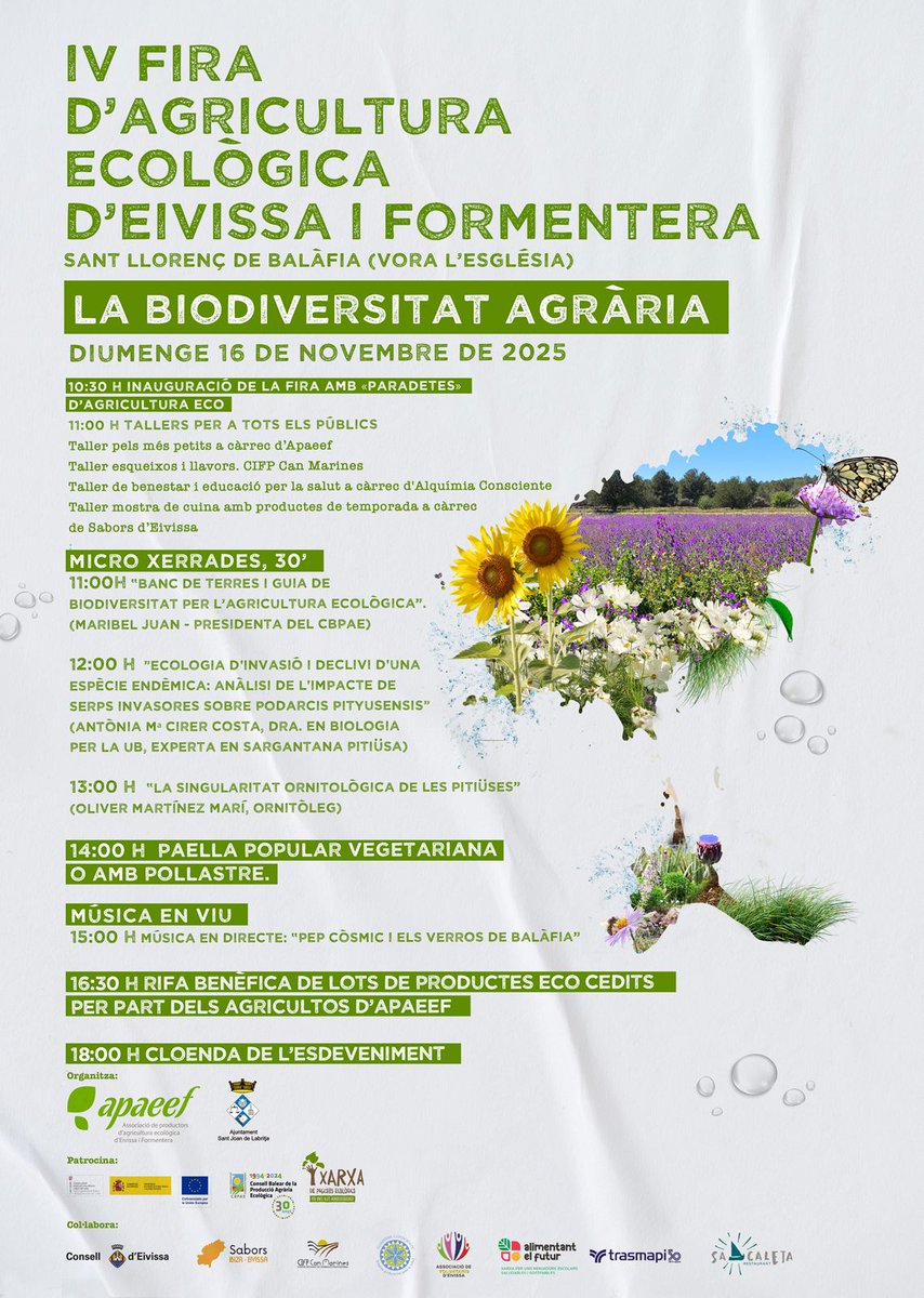 CBPAE's tweet photo. 📢Us recordam que aquest cap de setmana el sector agroecològic té dues cites molt importants:
▶️Dissabte 15 celebració del 15è aniversari del Mercat Ecològic de Palma
▶️Diumenge 16 IV Fira d'Agricultura ecològica d'Eivissa i Formentera.
#AlimentsEcodeBalears🍊🫒🥦🥖🧀🧑🌾🧑🌾 https://t.co/xdExzcOGjF