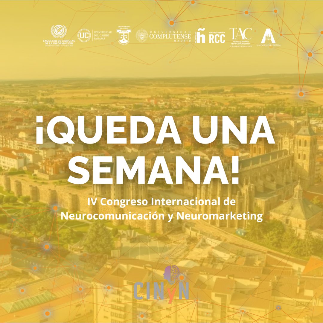 🔔 ¡SOLO  QUEDA  UNA SEMANA!
No te pierdas el IV Congreso Internacional de Neurocomunicación y Neuromarketing 

🔗 Inscripciones: lnkd.in/di4ZcFtm

#CINyN2025 #Neuromarketing #Neurocomunicación #CongresoCientífico #Innovación #Investigación #AI #Comunicación #Universidad
