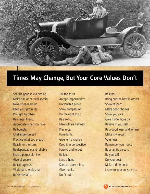 FSonnenberg's tweet image. Times May Change, But Your Core Values Don&apos;t ➤ dld.bz/dvAMA | By Frank Sonnenberg | @FSonnenberg #Values #Principles