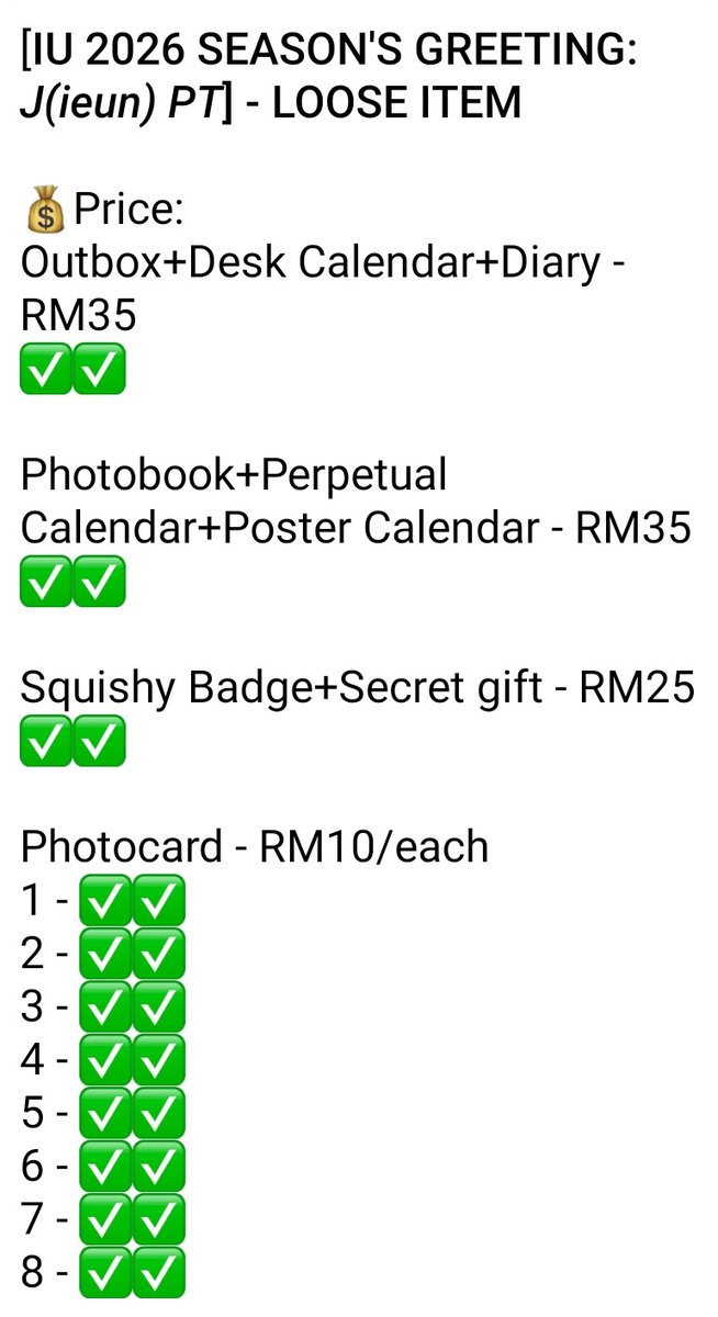 moonluvvcarts's tweet photo. - dm to buy! or click here https://t.co/Su7LF5OL7p
- NEED ALL TAKEN TO PROCEED
- price excl local postage
- 📅 deadline : 22/11/2024
- 🚚 shipping starts : 24/12/2024
- STRICTLY NO BACKOUT AND CANCELLATIONS❌
#pasariu #pasarjieun https://t.co/ETXCdhc0ve