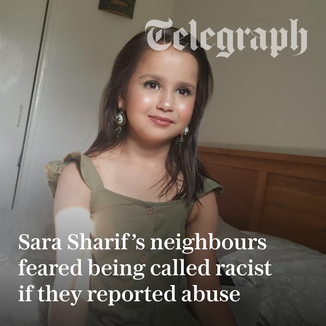 Telegraph's tweet image. 🔴 Sara Sharif’s neighbours did not report their concerns that she was being abused to police because they were scared of being called racist, a safeguarding review has found

Find out more ⬇️
telegraph.co.uk/news/2025/11/1…