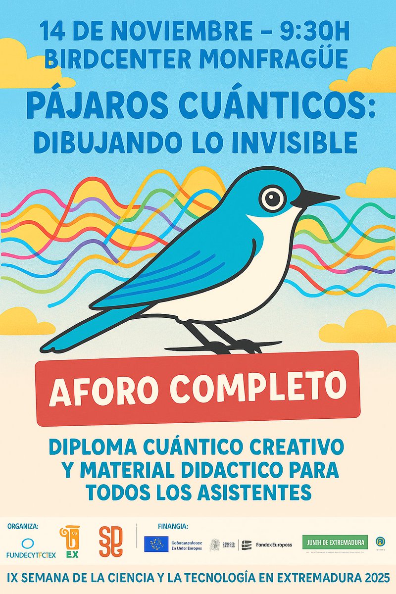 Un año más, el Birdcenter Monfragüe vuelve a participar en la SEMANA DE LA CIENCIA Y TECNOLOGÍA EN EXTREMADURA. Jornadas organizadas por Fundecyt-Parque Científico y Tecnológico de Extremadura y la Universidad de Extremadura con el evento "DIBUJANDO LO INVISIBLE".