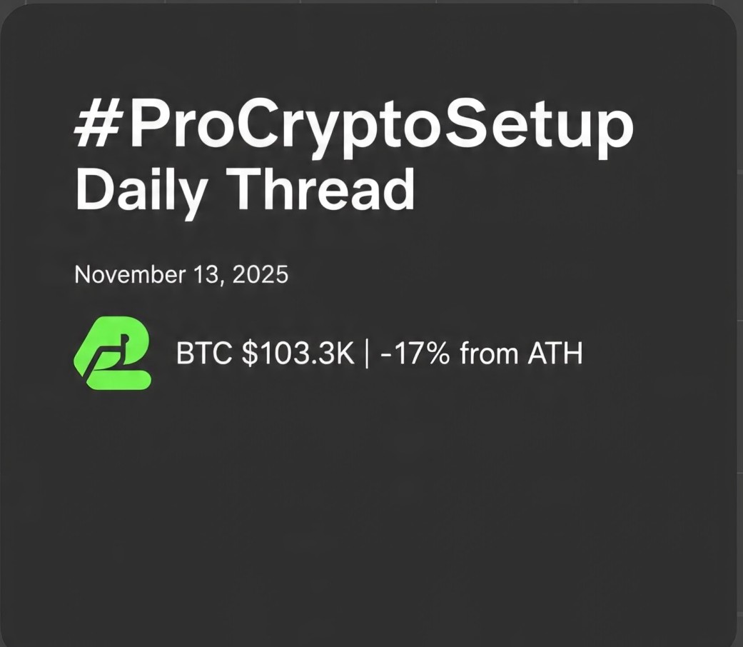 ProCryptoSetup's tweet image. Good morning traders! 📊 #ProCryptoSetup Daily Thread — Nov 13

Inside: Market pulse, volatility watch, key levels, execution zones &amp;amp; today&apos;s fear-driven setup

Extreme conditions = smart opportunities 👇

#Crypto #Bitcoin #Ethereum #Web3