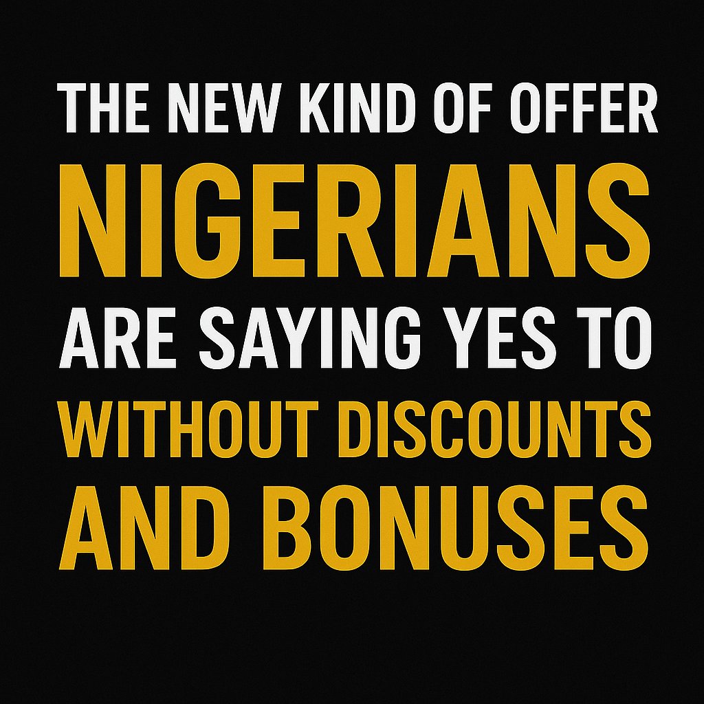 Nigerians are smart. We have seen “50% discount,” “limited slots,” “early bird ending tonight” a thousand times.

We don’t rush anymore. We calculate.

So if you want to create irresistible offers, you must stop thinking like a seller and start thinking like a rescuer.

Thread🧵