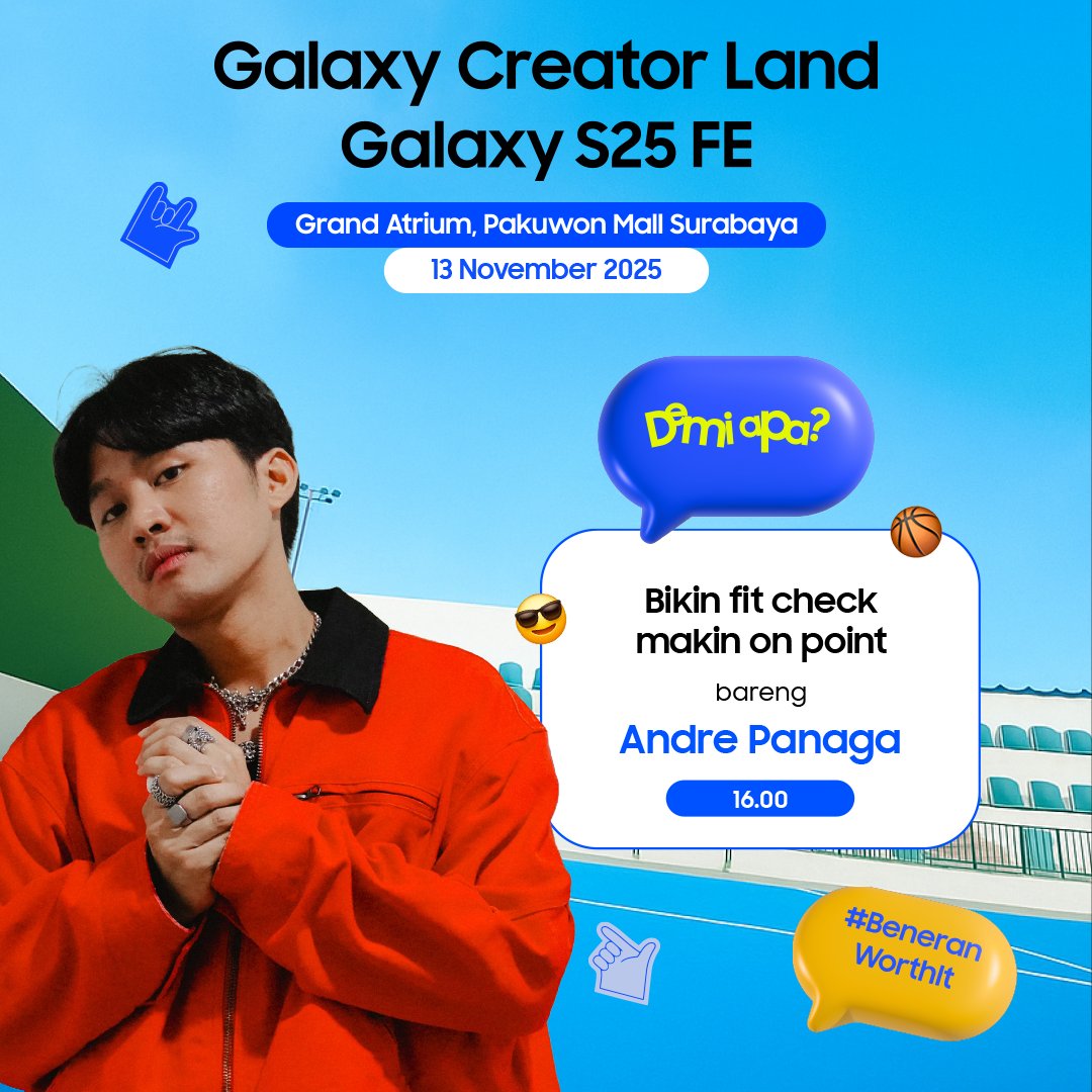 Demi apa? Lengkapin kalimat ini, bisa dapetin Rp750K untuk 5 orang! 😉👇

“Andre Panaga pakai fitur Sketch to ***** di Galaxy S25 FE untuk bikin fotonya jadi makin seru"

Reply sebanyak-banyaknya dengan #GalaxyS25 FE #BeneranWorthIt #GalaxyCreatorLand #GCLFashionDay