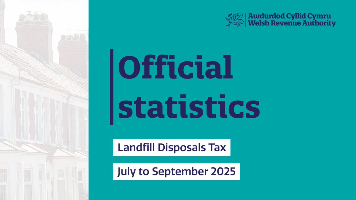 📊 Statistics 

Today, we’ve published our latest official statistics for Landfill Disposals Tax for July to September 2025. Read our statistical release in the link. 

➡️ gov.wales/landfill-dispo…