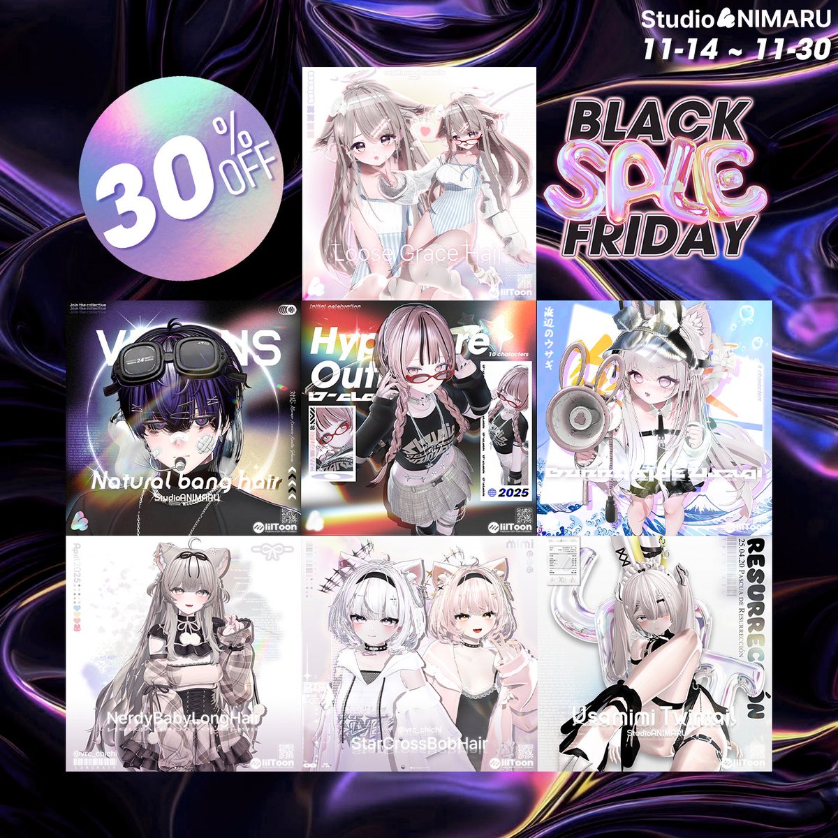 🖤Black Friday記念 + RTイベント開催🖤

11月14日00:00〜 最大30%OFFセールSTART‼️🥹💞
さらにRTしてくれた方の中から抽選で2名様に、
お好きなフルパッケージをプレゼント🎁✨

このチャンス逃したら後悔しちゃうかも！？👀

🗓️セール期間：〜11月30日まで
👉 preto.booth.pm

#VRChat