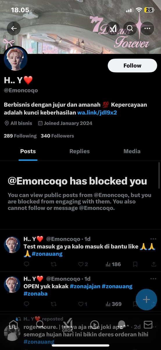 gojeshere's tweet image. Hati-hati ya guys sama akun ini kalo komen nawarin jasanya, dia scammer, ngerinyooo

Ini nomor wa belio 088901161033

#zonaba #zonauang️