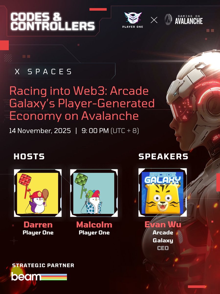 PlayerOneBit's tweet image. 🔥 Racing into Web3: Arcade Galaxy’s Player-Generated Economy on Avalanche 

@arcadegalaxy_  is a creator-first racing world where players build, race, and own tracks and assets through NFTs and $RCADE. Blending fast-paced racing with a powerful editor, this is a platform where…