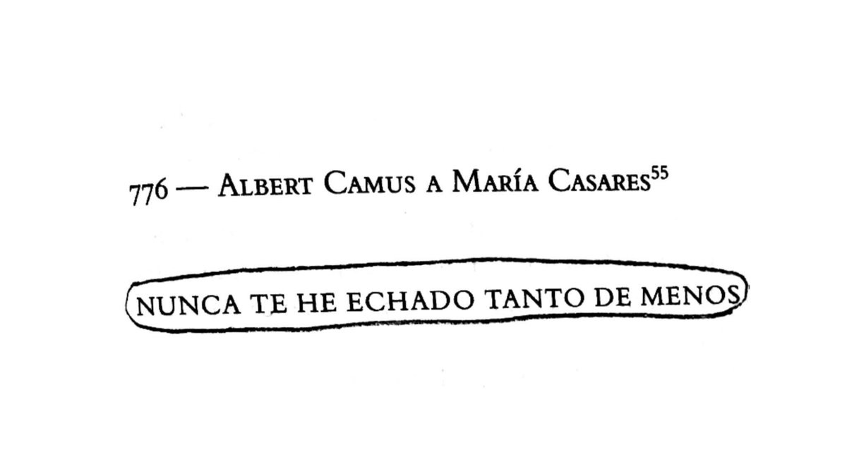 El 10 de diciembre de 1957 Albert Camus se encuentra en Estocolmo junto a su mujer Francine para recoger el premio Nobel de Literatura, concedido dos meses antes. Desde allí intercambia varios telegramas con María Casares, en París.
En el primero escribe: «Te beso como para