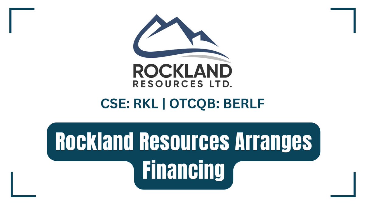Rockland Resources Arranges Financing bit.ly/47D7li7 

#Gold #Beryllium #CriticalMinerals <a href="/RocklandRKL/">Rockland Resources Ltd.</a> $RKL.C $BERLF