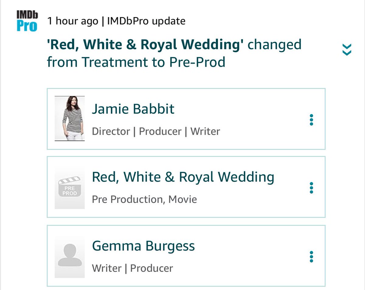 teamtaynick's tweet image. Via IMDbpro, the production status of ‘Red, White &amp;amp; Royal Wedding’ has changed from “Treatment” to “Pre-Production”!