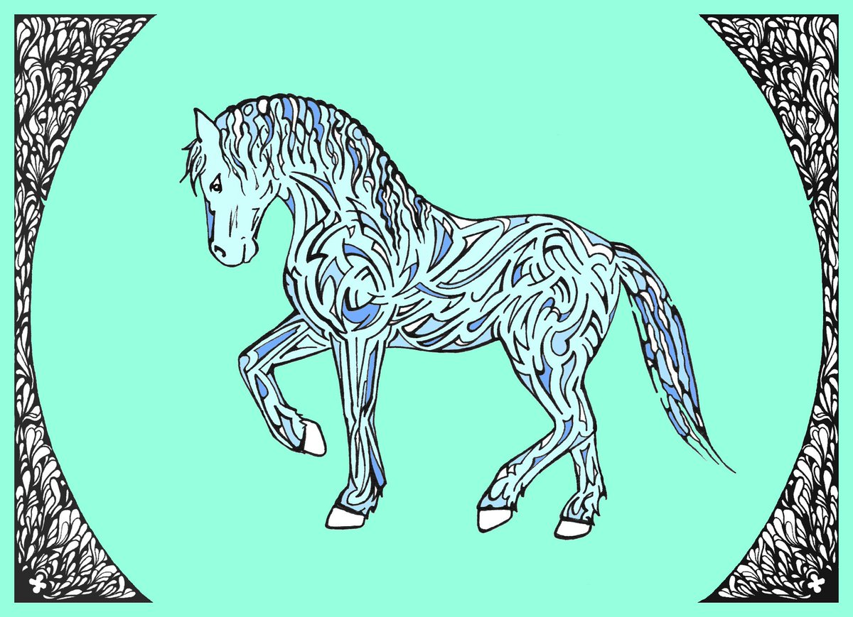 Few animals are as noble as the equine imho.

1/1 Pony Blue is available now on <a href="/xrpcafe/">xrp.cafe ☕</a>. 
Drawn by hand on paper, coloring done in digital app.