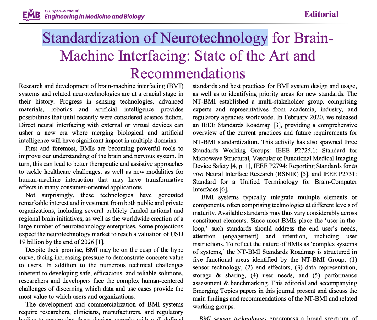CorinneNokel's tweet image. Standardization of Neurotechnology for Human Brain-
Machine Interfacing

IEEE SWG P2933 =  2933 Standard Working Group

#TIPPSS for Clinical IoT  

researchgate.net/publication/34…

linkedin.com/posts/florence… 

IEEE 2933 Working Group Chair Florence Hudson
embs.org/sc/florence-d-…