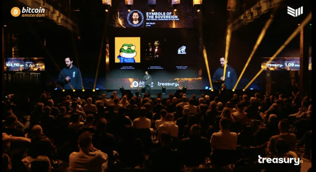 timweb3_'s tweet image. The @BitcoinFrogs made it on stage at Bitcoin Amsterdam @BitcoinMagazine 
Ordinals is the future. Am I the only one shilling Ordinals in the Youtube chat?
#ribbit