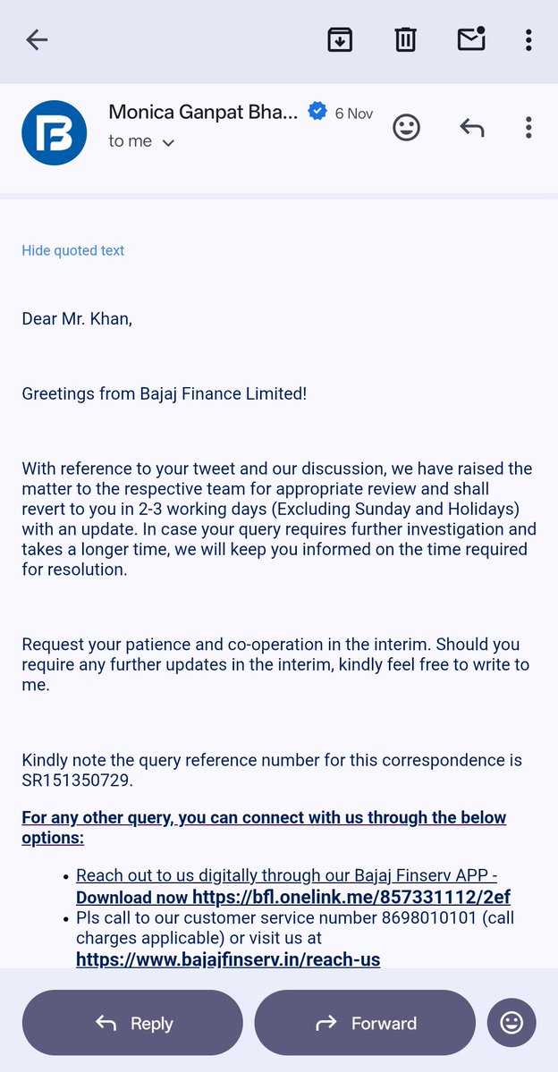 feddyk92's tweet image. I have been writing this for a couple of days and she told me that it will be refunded within 3 working days it&apos;s been a week now what should I do now @Bajaj_Finance @sanjivrbajaj why there is a delay can you tell me plz just give me a proper reply #PoorService @ConsumerHelpBBR