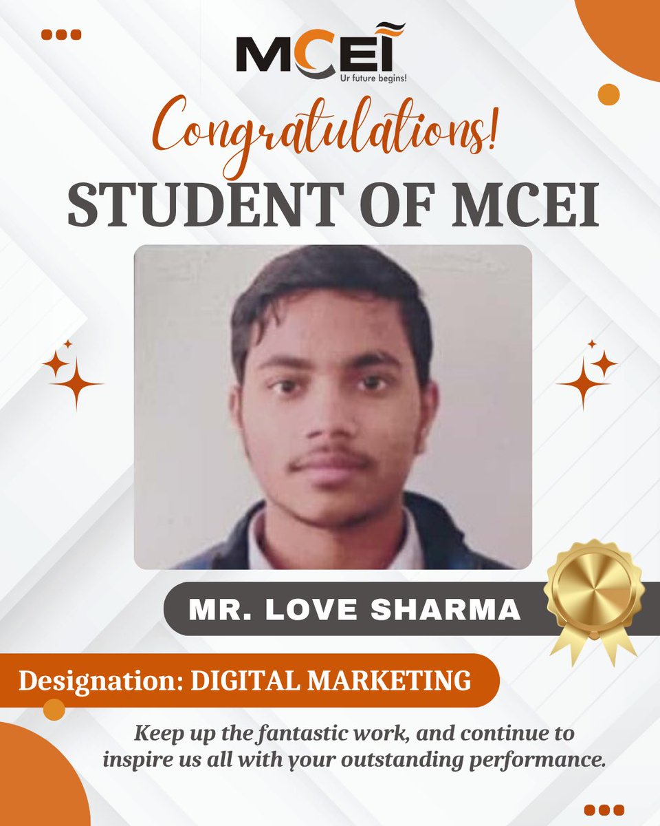 mceiagra's tweet image. Congratulations Love Sharma!
Get Trained &amp;amp; Get Hired
Get in Touch:
Address: Kamla Nagar &amp;amp; Bhagwan Talkies, Agra- 7895221234; 9258898710
#bestcomputerinstituteinagra #computertraininginstituteinagra #computereducationinagra #mcei #mceicomputerclasses #mceiagra #agracomputercourse