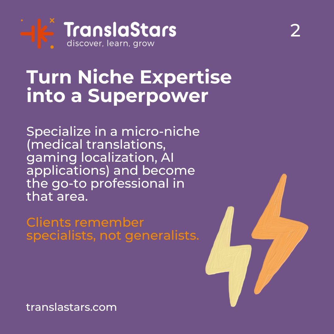 TranslaStars's tweet image. 💪 Stand out as a #LanguageProfessional! 🌟
Build a strong #PersonalBrand that shows your voice, expertise &amp;amp; passion.

5 tips to shine 👇
📣 Craft your voice
💪 Own your niche
💡 Share stories
🤝 Collaborate
🗺️ Document your growth

🚀 Start now 👉 translastars.com/course-list