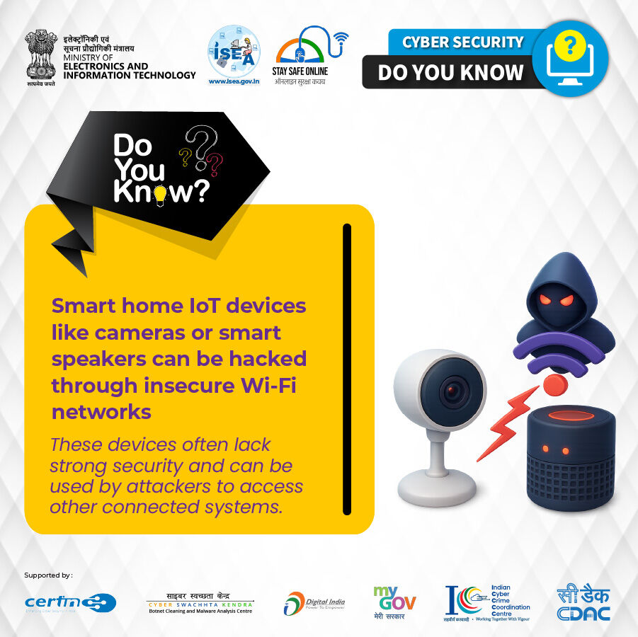 SSOIndia's tweet image. #DoYouKnow
Is your smart camera or speaker the weak link? Insecure Wi-Fi and poor device security can give attackers a foothold into your entire network—audit and harden your smart home today.

#SmartHomeSecurity #IoTSecurity #CyberSecurity #HomeNetworkSafety #SecureDevices…