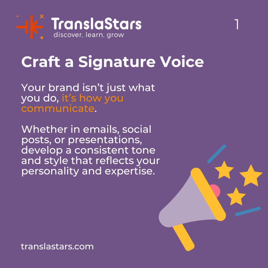 TranslaStars's tweet image. 💪 Stand out as a #LanguageProfessional! 🌟
Build a strong #PersonalBrand that shows your voice, expertise &amp;amp; passion.

5 tips to shine 👇
📣 Craft your voice
💪 Own your niche
💡 Share stories
🤝 Collaborate
🗺️ Document your growth

🚀 Start now 👉 translastars.com/course-list