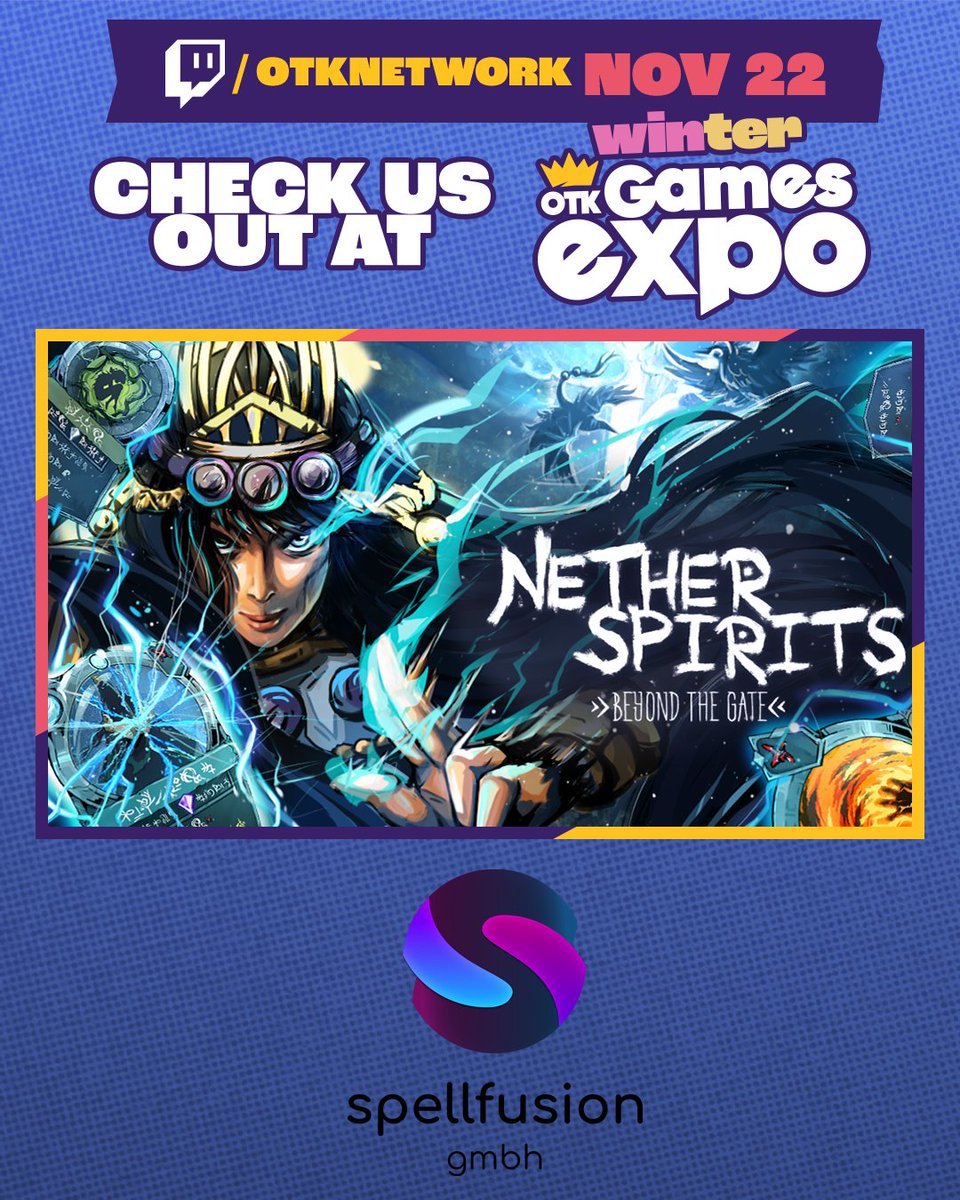 NetherSpirits's tweet image. Join us at the OTK Games Expo on November 22!

We at Spellfusion are thrilled to announce something BIG about our upcoming game, Nether Spirits: Beyond the Date, during @OTKGamesExpo 

Stay tuned: You won’t want to miss it!

#otkgamesexpo
#gaming
#indiegame
#roguelite
#roguelike