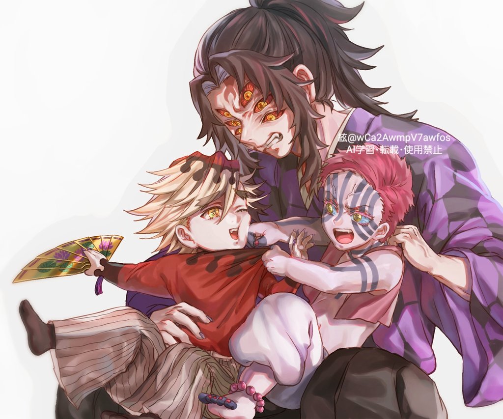 黒童猗？上弦ズ？すみません、組み合わせの名称未だにわからない…🫠なんか黒死牟殿に小さくなったふたりの面倒を見させたくなったので…