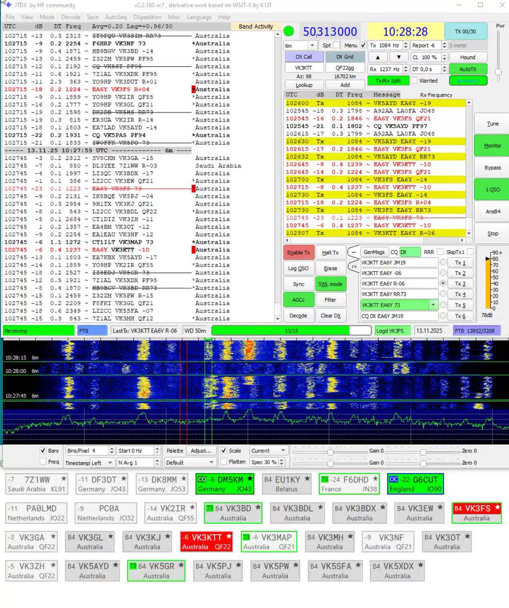 Ea6y 50mhz VKs,JA,CN qth 100 deg